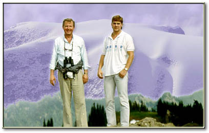Dr. Peter Taylor & son Brian Taylor in Olympic Mountains in 1988